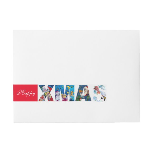 MUSICAL XMAS ,SANTA  WITH VIOLIN WRAPAROUND ADDRESS LABEL (Front)