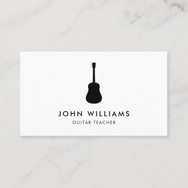 Musician Acoustic Guitar Minimalist Modern Business Card (Front)