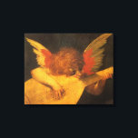 Musician Angel Playing Lute by Rosso Fiorentino Canvas Print<br><div class="desc">Musician Angel (c. 1520) by Rosso Fiorentino (the Red Florentine) (1494-1540) is a vintage Renaissance Era fine art religious portrait painting. An angel playing music on a stringed instrument,  a lute which resembles a guitar. Musician Angel hangs in the Uffizi Gallery in Florence,  Italy.</div>
