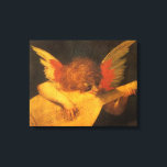 Musician Angel Playing Lute by Rosso Fiorentino Canvas Print<br><div class="desc">Musician Angel (c. 1520) by Rosso Fiorentino (the Red Florentine) (1494-1540) is a vintage Renaissance Era fine art religious portrait painting. An angel playing music on a stringed instrument, a lute which resembles a guitar. Musician Angel hangs in the Uffizi Gallery in Florence, Italy.</div>