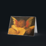 Musician Angel Playing Lute by Rosso Fiorentino Card<br><div class="desc">Musician Angel (c. 1520) by Rosso Fiorentino (the Red Florentine) (1494-1540) is a vintage Renaissance Era fine art religious portrait painting. An angel playing music on a stringed instrument,  a lute which resembles a guitar. Musician Angel hangs in the Uffizi Gallery in Florence,  Italy.</div>