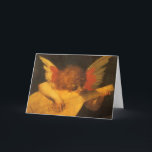 Musician Angel Playing Lute by Rosso Fiorentino Card<br><div class="desc">Musician Angel (c. 1520) by Rosso Fiorentino (the Red Florentine) (1494-1540) is a vintage Renaissance Era fine art religious portrait painting. An angel playing music on a stringed instrument,  a lute which resembles a guitar. Musician Angel hangs in the Uffizi Gallery in Florence,  Italy.</div>