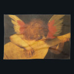 Musician Angel Playing Lute by Rosso Fiorentino Kitchen Towel<br><div class="desc">Musician Angel (c. 1520) by Rosso Fiorentino (the Red Florentine) (1494-1540) is a vintage Renaissance Era fine art religious portrait painting. An angel playing music on a stringed instrument,  a lute which resembles a guitar. Musician Angel hangs in the Uffizi Gallery in Florence,  Italy.</div>