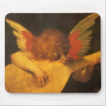 Musician Angel Playing Lute by Rosso Fiorentino Mouse Pad<br><div class="desc">Musician Angel (c. 1520) by Rosso Fiorentino (the Red Florentine) (1494-1540) is a vintage Renaissance Era fine art religious portrait painting. An angel playing music on a stringed instrument,  a lute which resembles a guitar. Musician Angel hangs in the Uffizi Gallery in Florence,  Italy.</div>