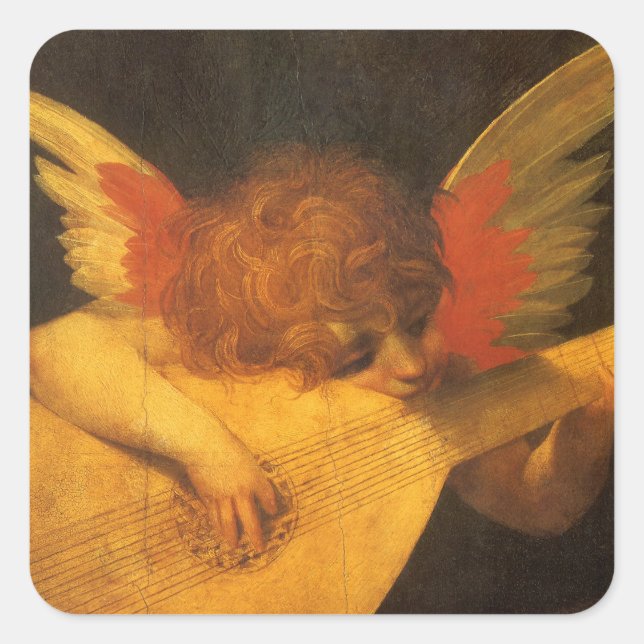 Musician Angel Playing Lute by Rosso Fiorentino Square Sticker (Front)