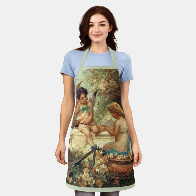 Musician Angels by Hans Zatzka, Victorian Fine Art Apron (Worn)