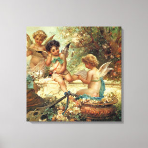Musician Angels by Hans Zatzka, Victorian Fine Art Canvas Print