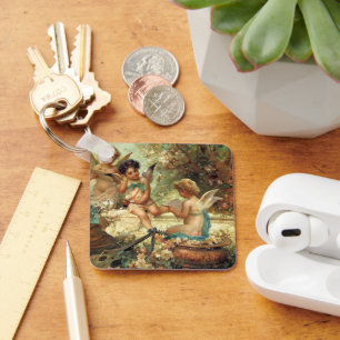 Musician Angels by Hans Zatzka, Victorian Fine Art Keychain