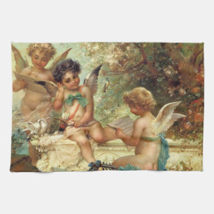 Musician Angels by Hans Zatzka, Victorian Fine Art Kitchen Towel