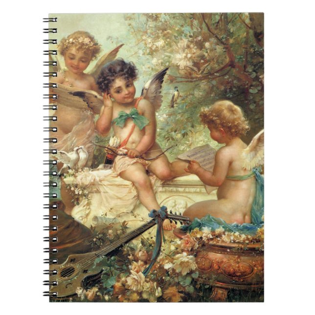 Musician Angels by Hans Zatzka, Victorian Fine Art Notebook (Front)