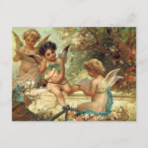 Musician Angels by Hans Zatzka, Victorian Fine Art Postcard