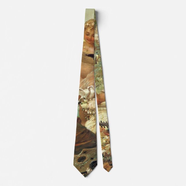 Musician Angels by Hans Zatzka, Victorian Fine Art Tie (Front)