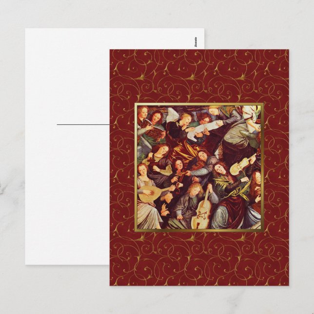 Musician Angels. Fine Art Christmas Postcards (Front/Back)