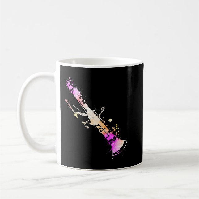 Musician Artist Music Teacher Watercolor Clarinet Coffee Mug (Left)