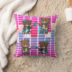 Musician Bears Creating Music Throw Pillow