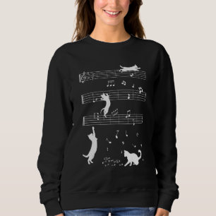 Musician Cat   Cute Kitty Playing Music Note Clef Sweatshirt