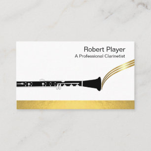 Musician Clarinet Player Audio Gold Sound Waves  Business Card