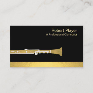 Musician Clarinet Player Audio Gold Sound Waves  Business Card