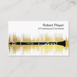 Musician Clarinet Player Audio Gold Sound Waves  Business Card