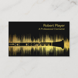 Musician Clarinet Player Audio Gold Sound Waves  Business Card