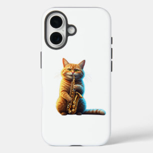 musician cute cat iPhone 16 case
