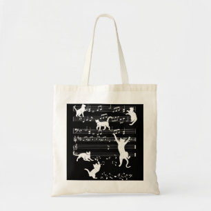 Musician Cute Cat Playing On Musical Notes Music L Tote Bag