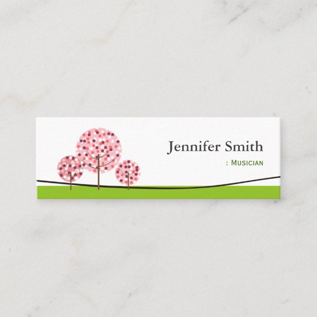 Musician - Cute Pink Tree Symbol Mini Business Card (Front)