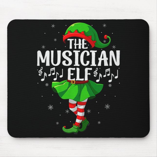 Musician Elf Christmas Girls Women Elf Squad Xmas  Mouse Pad (Front)