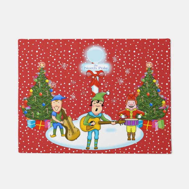 Musician Elves Christmas Door Mat (Front)