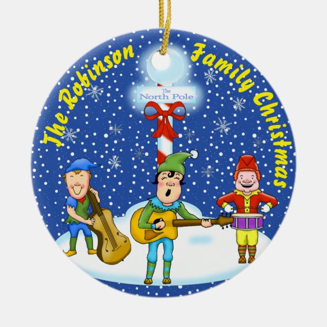 Musician Elves Christmas Ornament (Front)