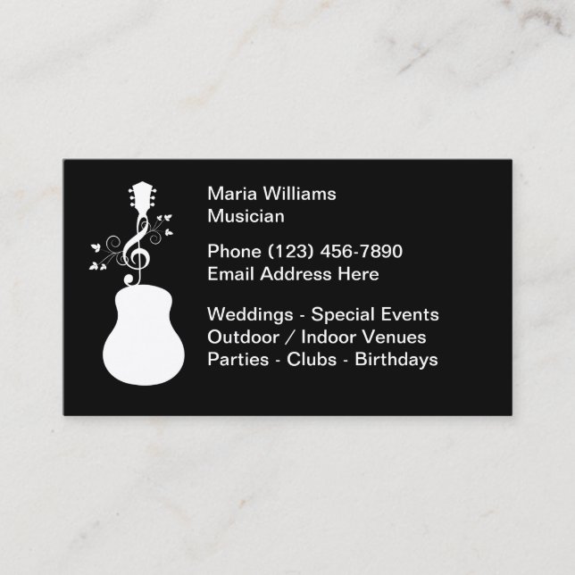 Musician For Hire Guitar Theme Business Card (Front)