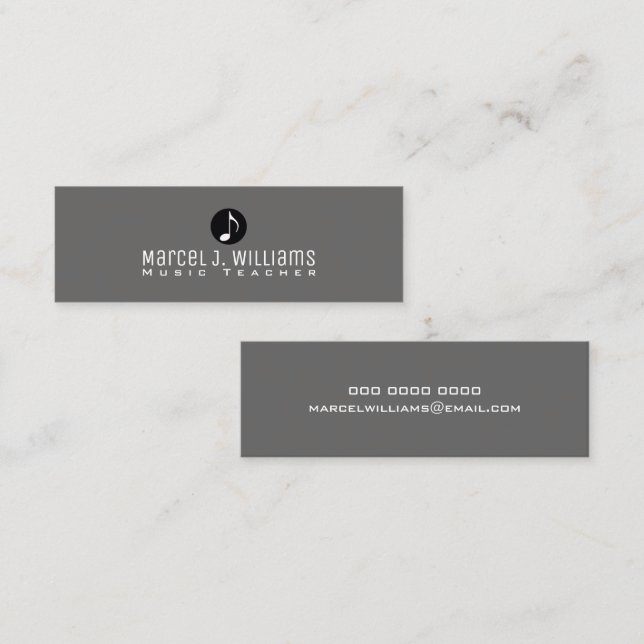 musician grey business card with music note (Front/Back)