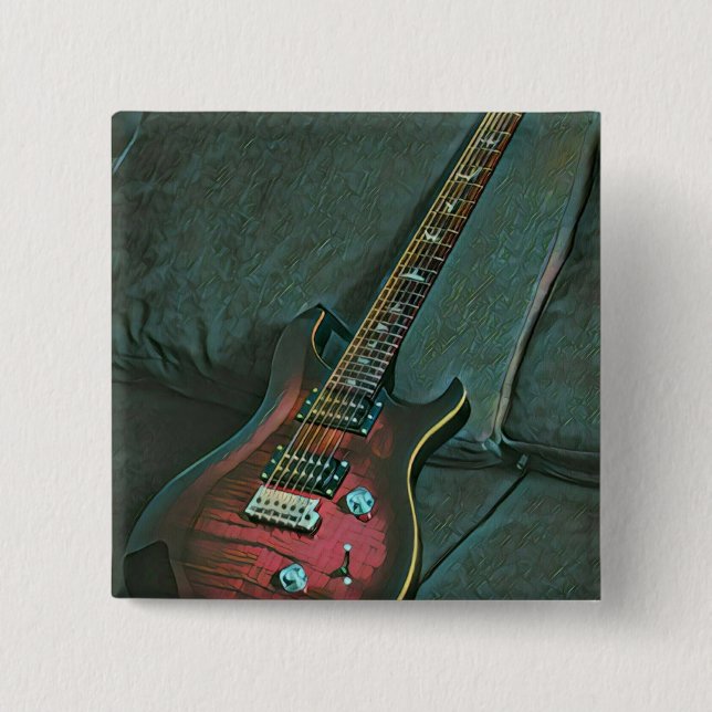 musician guitar lovers gift 2 inch square button (Front)