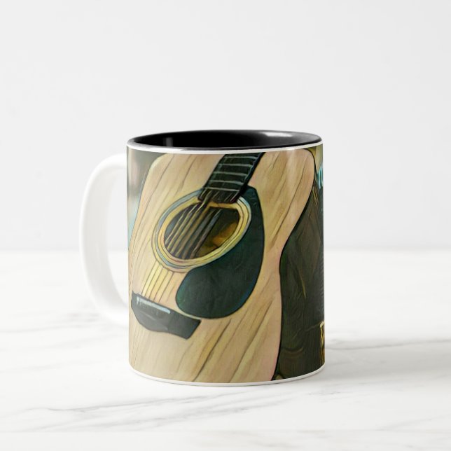 musician guitar lovers gift Two-Tone coffee mug (Front Left)