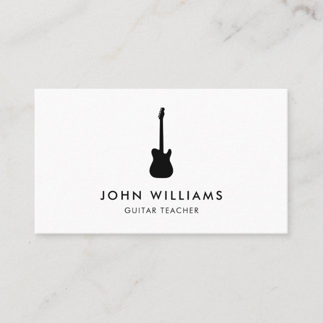 Musician Guitar Minimalist Modern Business Card (Front)