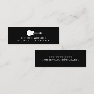 musician . guitarist graphic guitar on black mini business card