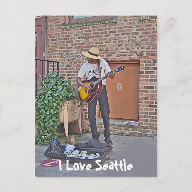 Musician in Alley Postcard (Front)