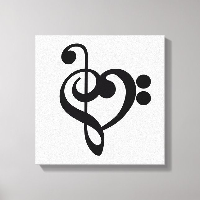 Musician Music Heart - Treble Bass Clef Canvas Print (Front)
