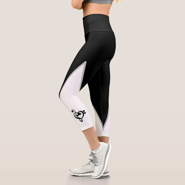 Musician Music Heart - Treble Bass Clef Capri Leggings (Left)