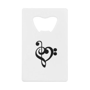 Musician Music Heart - Treble Bass Clef Credit Card Bottle Opener