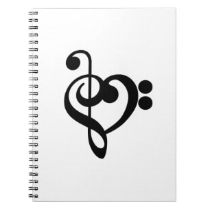 Musician Music Heart - Treble Bass Clef Notebook