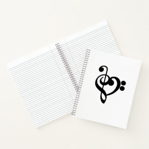 Musician Music Heart - Treble Bass Clef Notebook