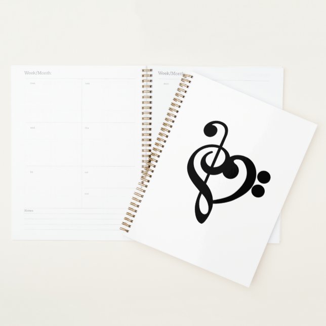 Musician Music Heart - Treble Bass Clef Planner (Display)