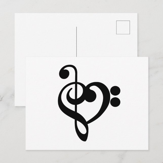 Musician Music Heart - Treble Bass Clef Postcard (Front/Back)