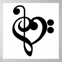 Musician Music Heart - Treble Bass Clef