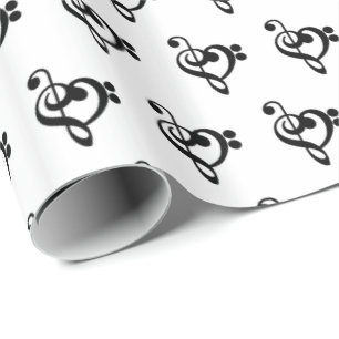 Musician Music Heart - Treble Bass Clef Wrapping Paper