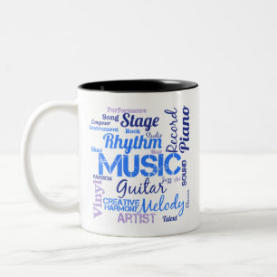 Musician Music Lover Word Cloud Two-Tone Coffee Mug