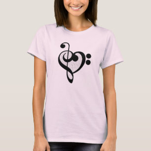 Musician Music Note Pattern Heart T-Shirt