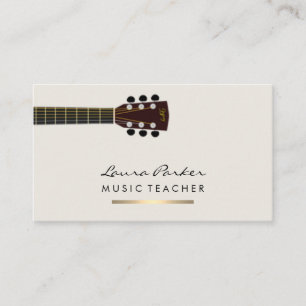 Musician Music Teacher Guitar instrument Gold Business Card