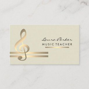 Musician Music Teacher with Musical Notes in Gold Business Card